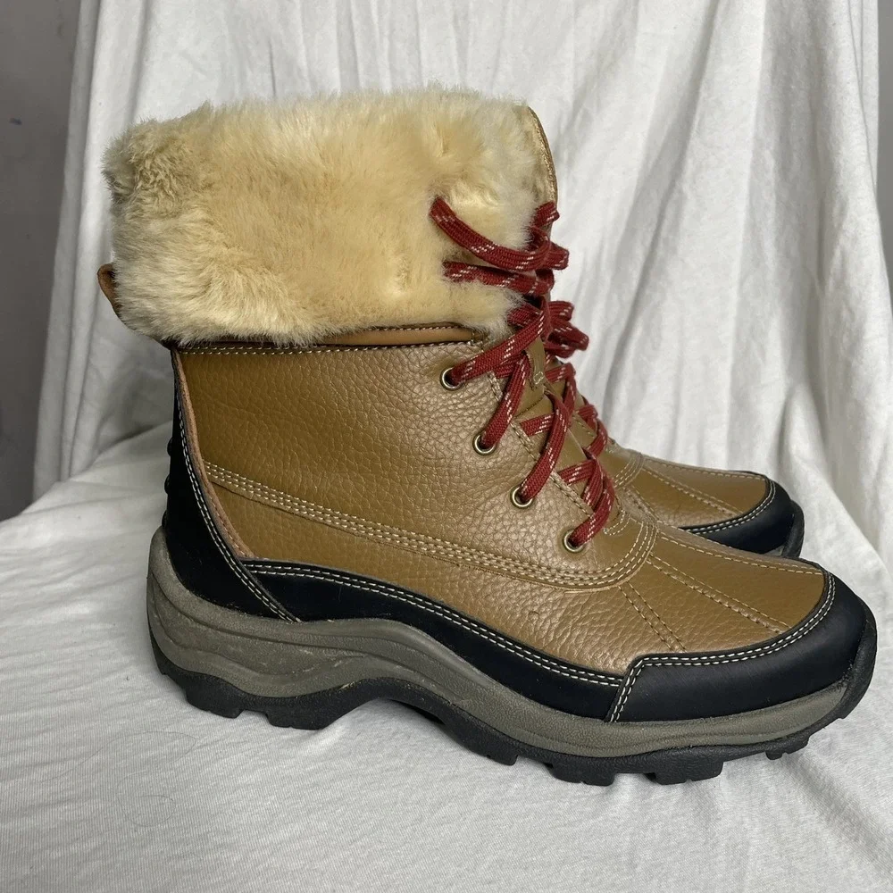 Clarks Mazlyn Arctic Womens Sz 7.5 Duck Boots Brown‎ Insulated Faux Fur